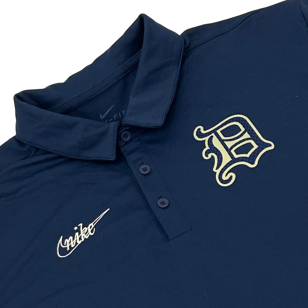 Nike Polo Shirt Mens Large Blue Detroit Tigers Cooperstown Dri-FIT Short Sleeve